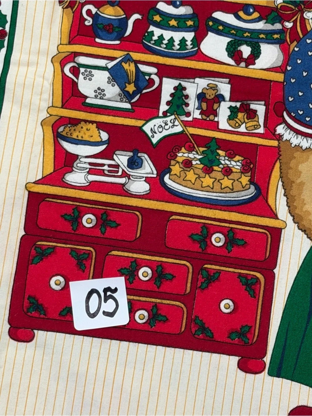 Santas' in the Kitchen Holiday Cotton Panel - Red & Green Bears